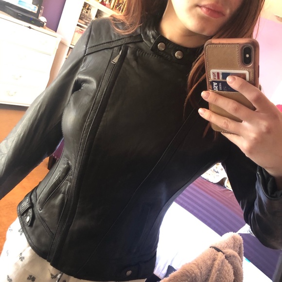 Michael Kors Genuine Leather Moto Jacket - Picture 5 of 8